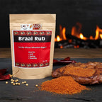 Spice n Easy Braai rub pouch standing upright on a dark surface