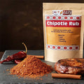 Spice n Easy Chipotle rub pouch standing upright on a dark surface