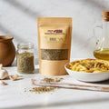 Spice n Easy Italian Herb seasoning pouch standing upright on a dark surface