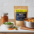 SpicenEasy Kwik Curry butter chicken kit packaging showing quick-cook spice sachets