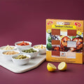 SpicenEasy tandoori chicken recipe kit packaging showing spice sachets and tandoori chicken